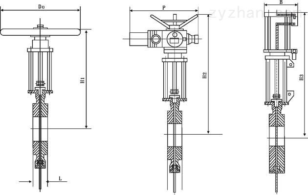SCZ673X/SCZ673F型穿透式插板阀外形尺寸图